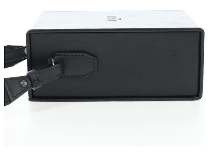 Fendi Logo Vertical Box Leather Nero - vista 3