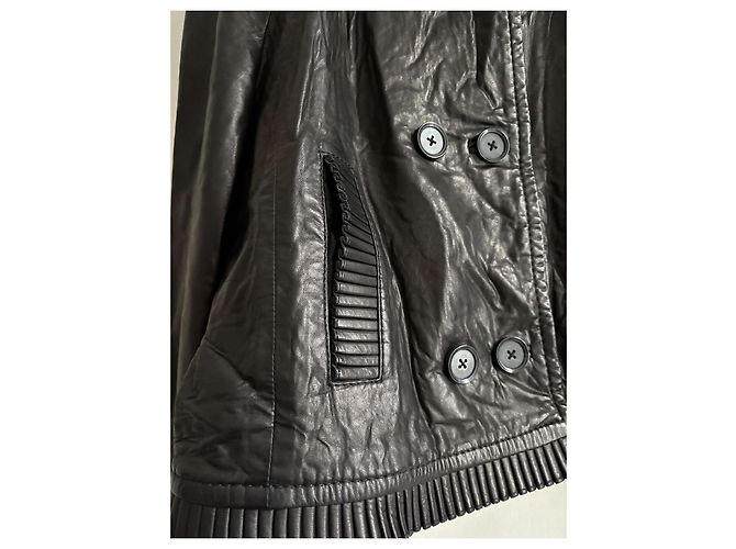 Red Valentino Dream Lammlederjacke zweireihig mit Rüschen Schwarz - Ansicht 5