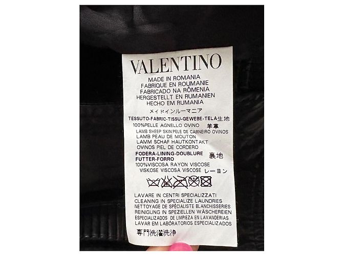 Red Valentino Dream Lammlederjacke zweireihig mit Rüschen Schwarz - Ansicht 6