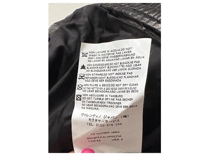 Red Valentino Dream Lammlederjacke zweireihig mit Rüschen Schwarz - Ansicht 7