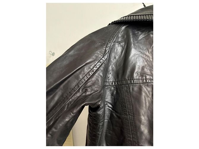 Red Valentino Dream Lammlederjacke zweireihig mit Rüschen Schwarz - Ansicht 8