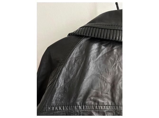 Red Valentino Dream Lammlederjacke zweireihig mit Rüschen Schwarz - Ansicht 9