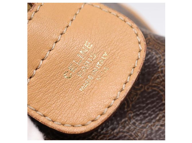 Céline Borsa Boston CELINE Macadam Canvas PVC Leather Brown Gold Auth 197624A Marrone D'oro - vista 12