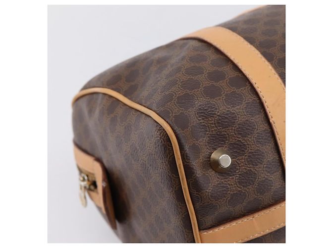 Céline Borsa Boston CELINE Macadam Canvas PVC Leather Brown Gold Auth 197624A Marrone D'oro - vista 14