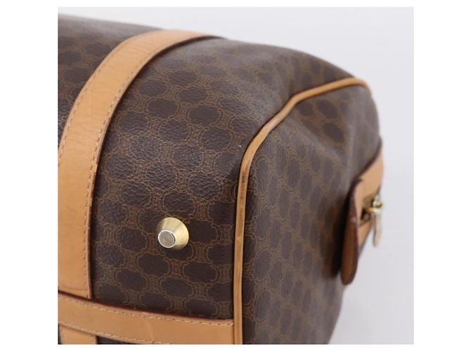 Céline Borsa Boston CELINE Macadam Canvas PVC Leather Brown Gold Auth 197624A Marrone D'oro - vista 15