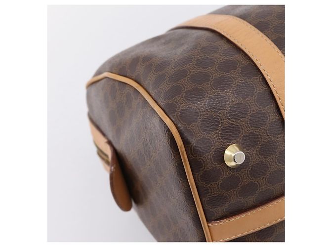 Céline Borsa Boston CELINE Macadam Canvas PVC Leather Brown Gold Auth 197624A Marrone D'oro - vista 16