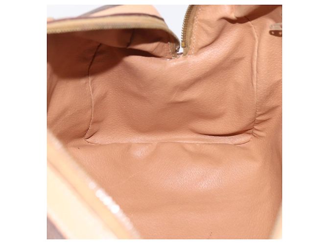 Céline Borsa Boston CELINE Macadam Canvas PVC Leather Brown Gold Auth 197624A Marrone D'oro - vista 18