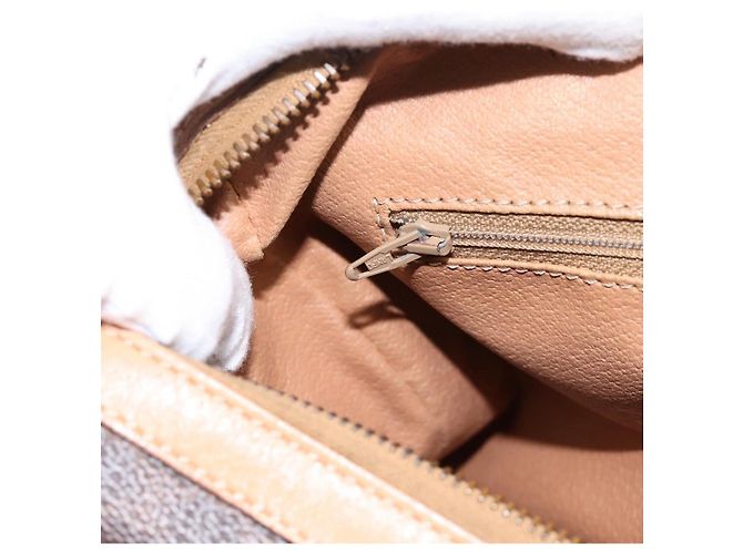 Céline Borsa Boston CELINE Macadam Canvas PVC Leather Brown Gold Auth 197624A Marrone D'oro - vista 19