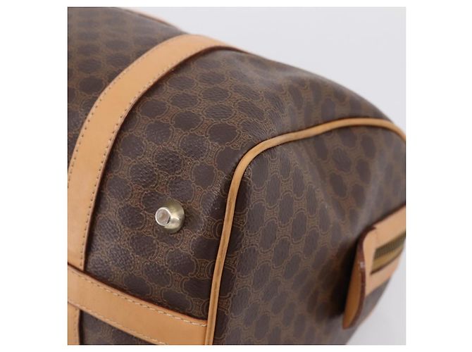 Céline Borsa Boston CELINE Macadam Canvas PVC Leather Brown Gold Auth 197624A Marrone D'oro - vista 9
