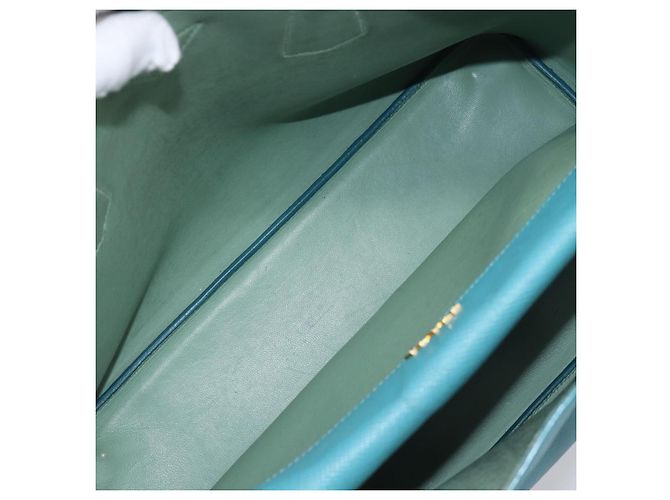 Borsa Tote PRADA Pelle Saffiano 2 vie Blu Chiaro Oro Auth 195486A D'oro - vista 11