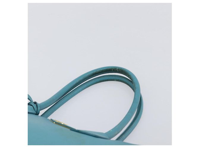 Borsa Tote PRADA Pelle Saffiano 2 vie Blu Chiaro Oro Auth 195486A D'oro - vista 14