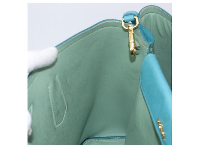 Borsa Tote PRADA Pelle Saffiano 2 vie Blu Chiaro Oro Auth 195486A D'oro - vista 23