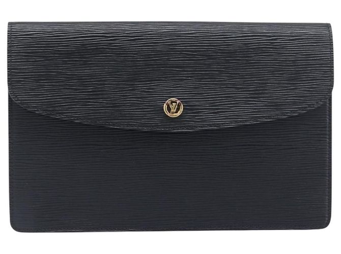 LOUIS VUITTON Epi Montaigne 27 Clutch Bag Black M52652 LV Auth 200196 Nero - vista 13