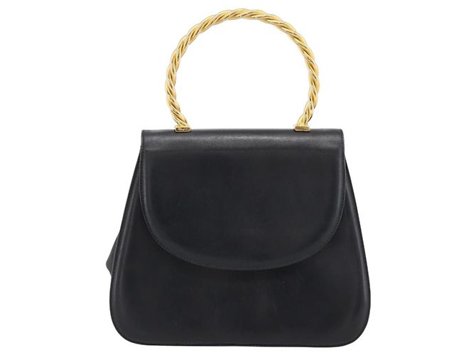 Borsa Salvatore Ferragamo Gancini in pelle nera e oro Auth 196959A Nero D'oro - vista 2