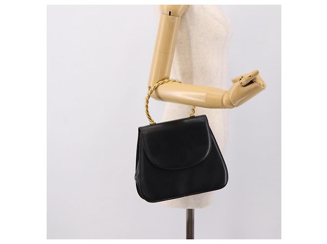 Borsa Salvatore Ferragamo Gancini in pelle nera e oro Auth 196959A Nero D'oro - vista 20