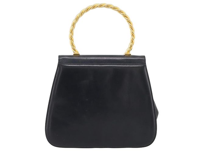 Borsa Salvatore Ferragamo Gancini in pelle nera e oro Auth 196959A Nero D'oro - vista 3