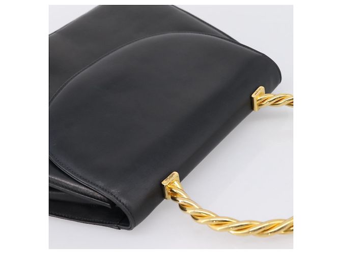 Borsa Salvatore Ferragamo Gancini in pelle nera e oro Auth 196959A Nero D'oro - vista 6