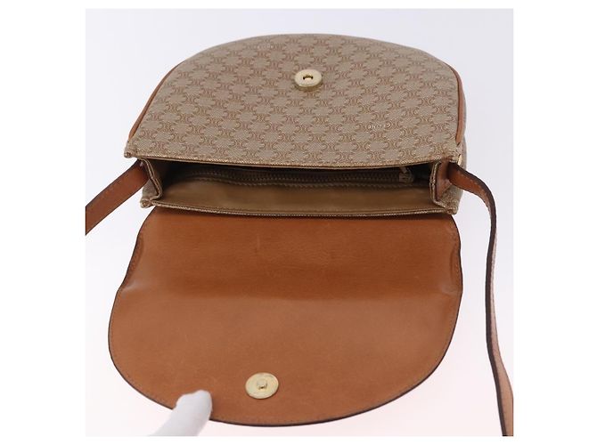 16 Céline CELINE Macadam Canvas Schultertasche PVC Beige Gold Auth 197832A Golden - Ansicht 16