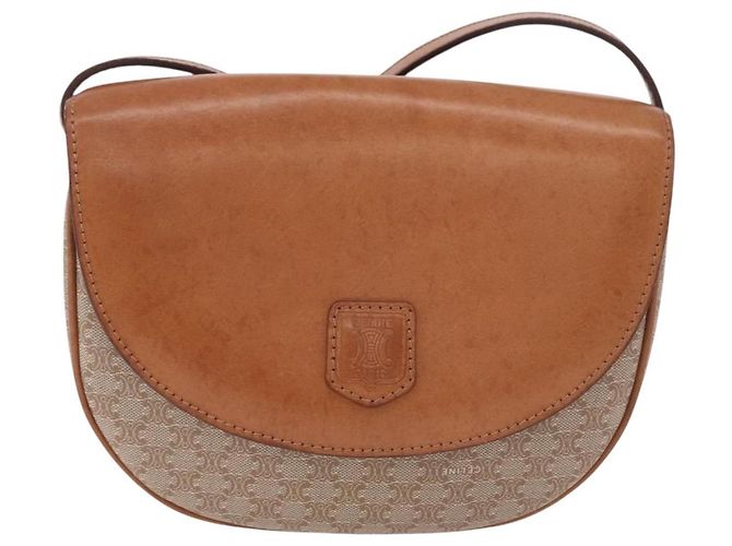 16 Céline CELINE Macadam Canvas Schultertasche PVC Beige Gold Auth 197832A Golden - Ansicht 2