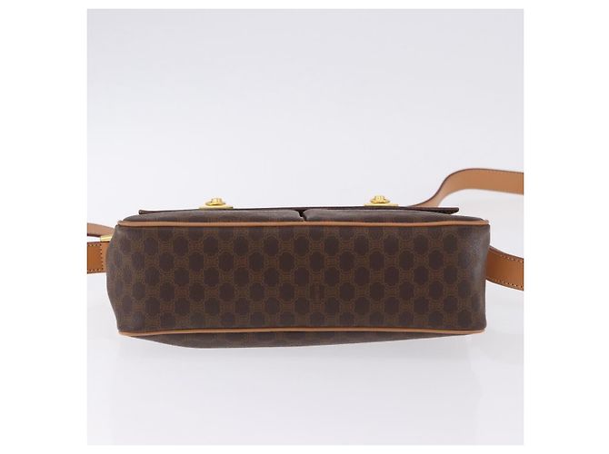 Céline Borsa a tracolla CELINE Macadam Canvas PVC Leather Brown Gold Auth 197808V Marrone D'oro - vista 10