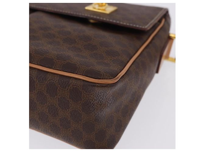 Céline Borsa a tracolla CELINE Macadam Canvas PVC Leather Brown Gold Auth 197808V Marrone D'oro - vista 12