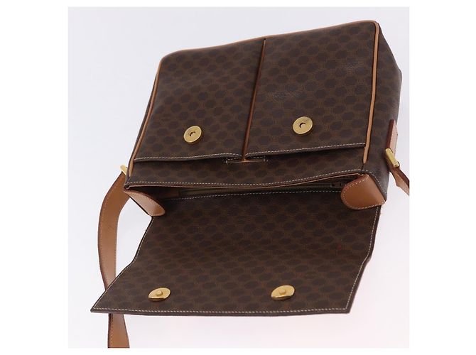 Céline Borsa a tracolla CELINE Macadam Canvas PVC Leather Brown Gold Auth 197808V Marrone D'oro - vista 17