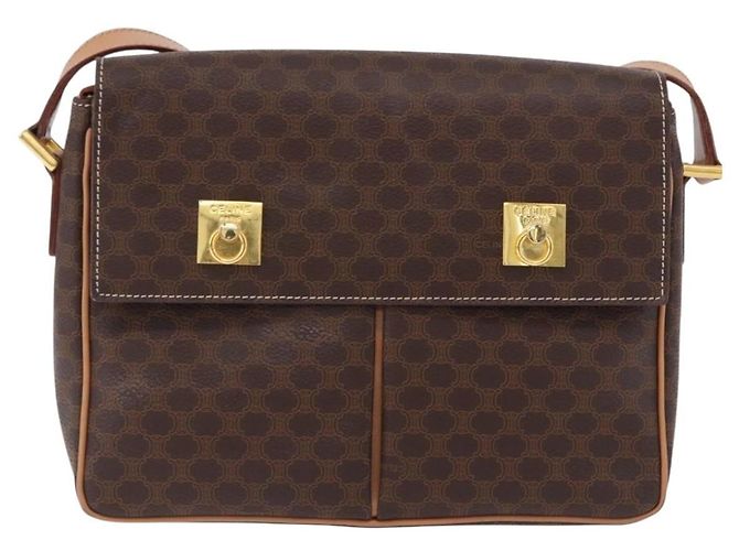 Céline Borsa a tracolla CELINE Macadam Canvas PVC Leather Brown Gold Auth 197808V Marrone D'oro - vista 2