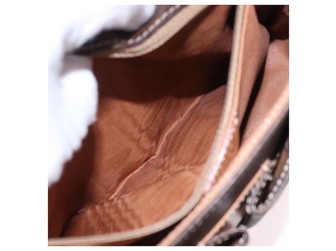 Céline Borsa a tracolla CELINE Macadam Canvas PVC Leather Brown Gold Auth 197808V Marrone D'oro - vista 23