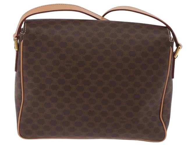 Céline Borsa a tracolla CELINE Macadam Canvas PVC Leather Brown Gold Auth 197808V Marrone D'oro - vista 3
