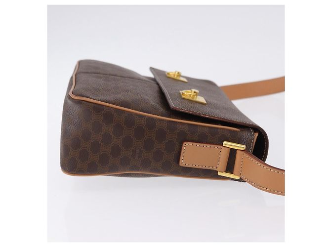 Céline Borsa a tracolla CELINE Macadam Canvas PVC Leather Brown Gold Auth 197808V Marrone D'oro - vista 4