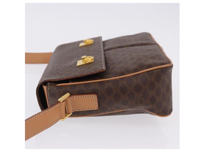 Céline Borsa a tracolla CELINE Macadam Canvas PVC Leather Brown Gold Auth 197808V Marrone D'oro - vista 5