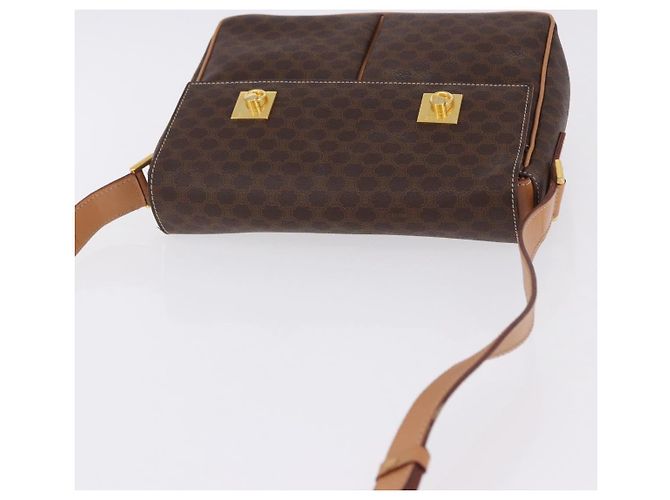 Céline Borsa a tracolla CELINE Macadam Canvas PVC Leather Brown Gold Auth 197808V Marrone D'oro - vista 6