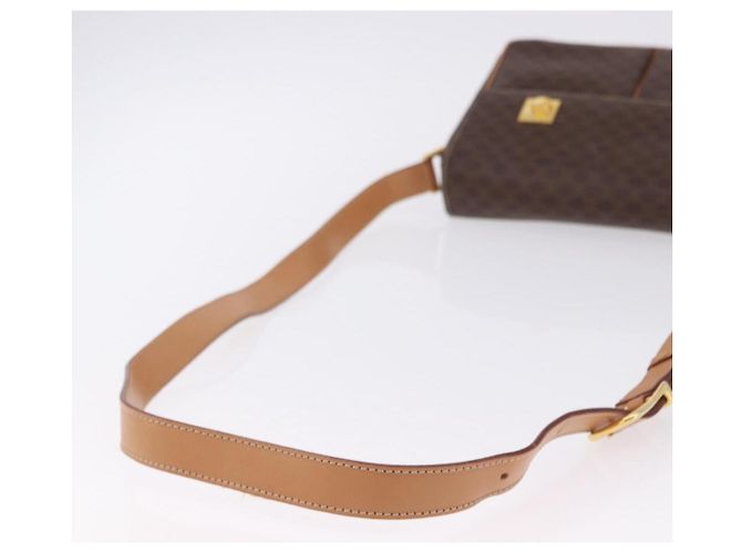 Céline Borsa a tracolla CELINE Macadam Canvas PVC Leather Brown Gold Auth 197808V Marrone D'oro - vista 7