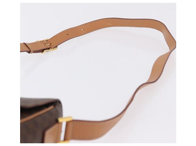 Céline Borsa a tracolla CELINE Macadam Canvas PVC Leather Brown Gold Auth 197808V Marrone D'oro - vista 8