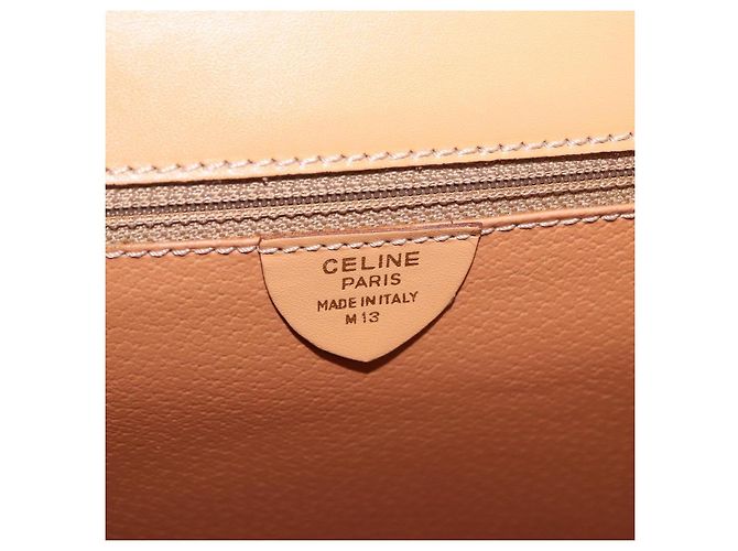 Céline Bolsa de Mão Redonda CELINE Macadam Canvas PVC Couro Marrom Dourado Auth am12348V - vista 11