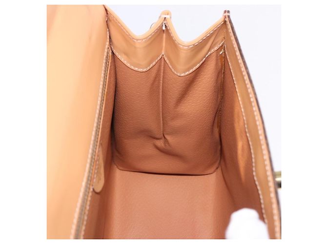 Céline Bolsa de Mão Redonda CELINE Macadam Canvas PVC Couro Marrom Dourado Auth am12348V - vista 24