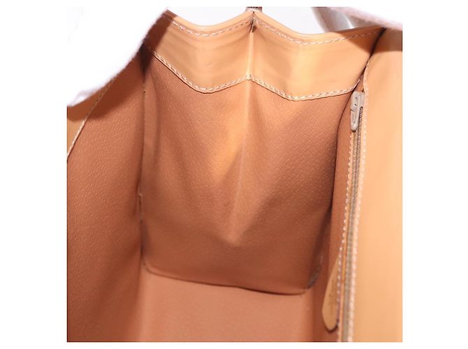 Céline Bolsa de Mão Redonda CELINE Macadam Canvas PVC Couro Marrom Dourado Auth am12348V - vista 25