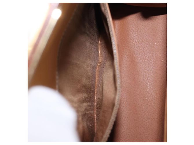 Céline Bolsa de Mão Redonda CELINE Macadam Canvas PVC Couro Marrom Dourado Auth am12348V - vista 27