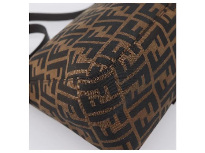 Borsa a tracolla FENDI Zucca Canvas Mamma Baguette Marrone Argento Auth BA15303V - vista 16