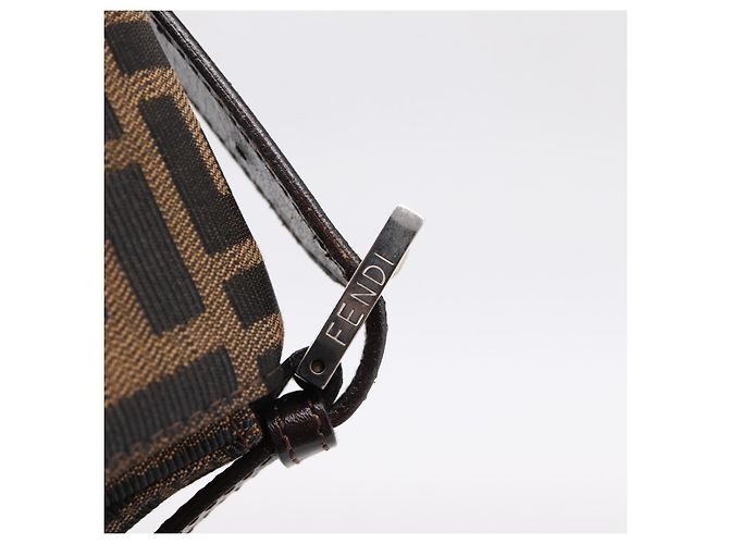 Borsa a tracolla FENDI Zucca Canvas Mamma Baguette Marrone Argento Auth BA15303V - vista 17