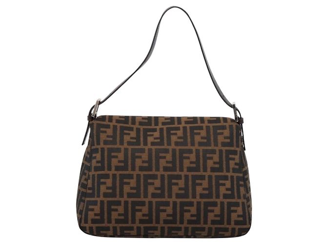 Borsa a tracolla FENDI Zucca Canvas Mamma Baguette Marrone Argento Auth BA15303V - vista 2