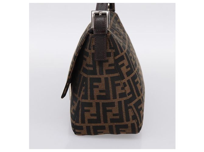 Borsa a tracolla FENDI Zucca Canvas Mamma Baguette Marrone Argento Auth BA15303V - vista 4
