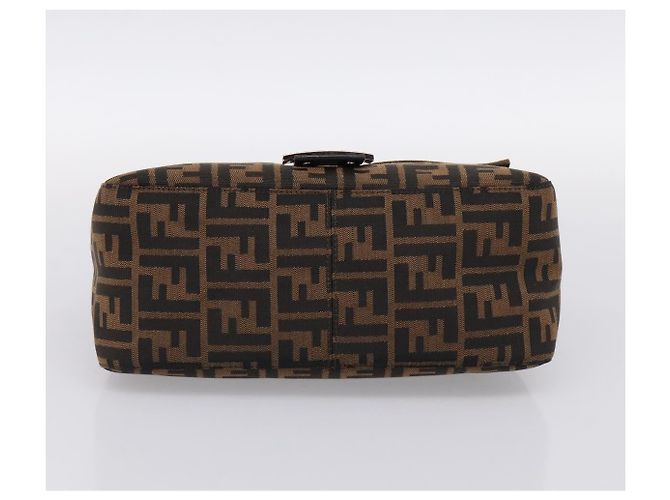 Borsa a tracolla FENDI Zucca Canvas Mamma Baguette Marrone Argento Auth BA15303V - vista 5