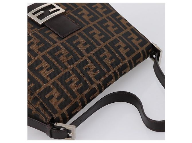 Borsa a tracolla FENDI Zucca Canvas Mamma Baguette Marrone Argento Auth BA15303V - vista 6