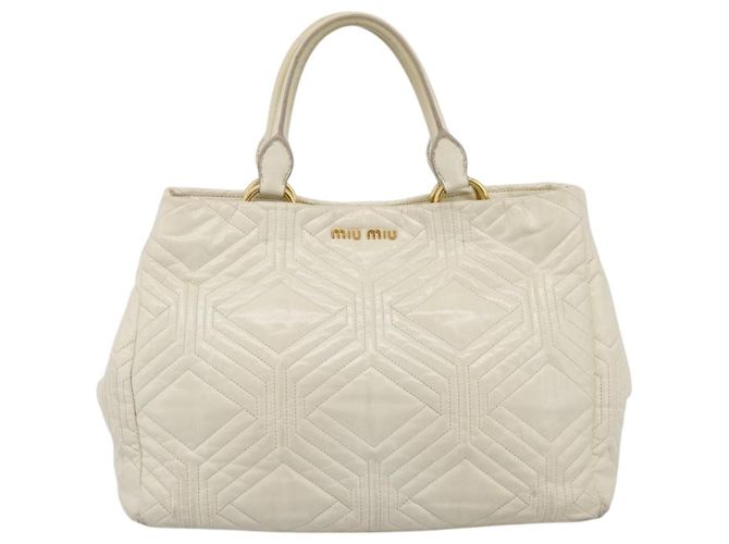 Borsa a mano Miu Miu in pelle Ivory Gold Auth 196961A D'oro Crudo - vista 13