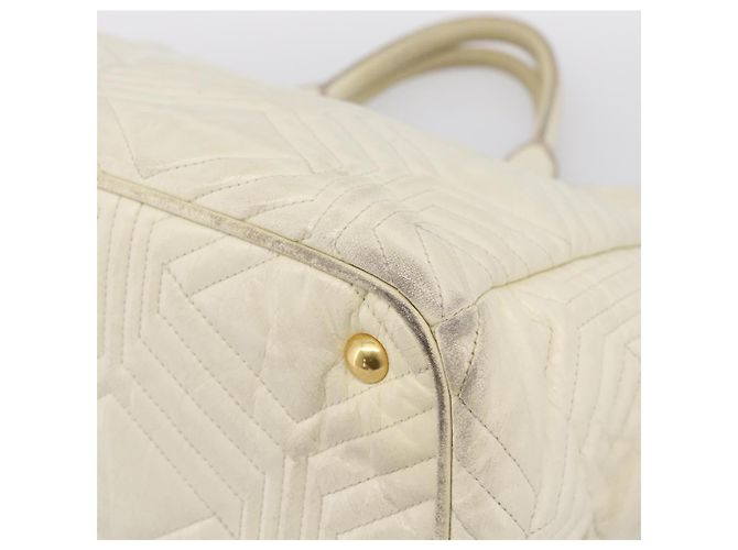 Borsa a mano Miu Miu in pelle Ivory Gold Auth 196961A D'oro Crudo - vista 14