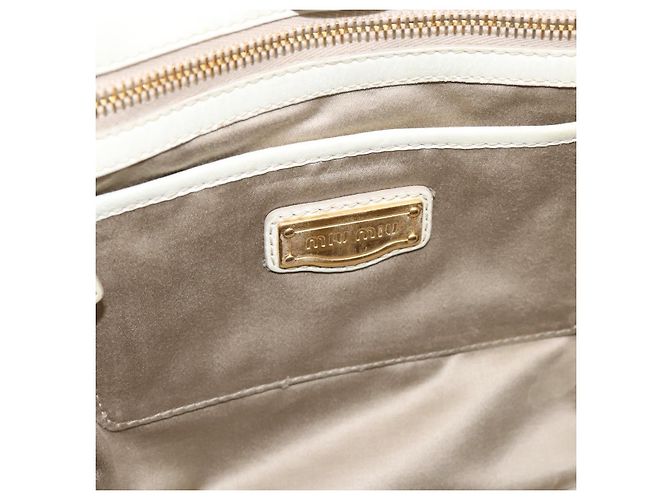 Borsa a mano Miu Miu in pelle Ivory Gold Auth 196961A D'oro Crudo - vista 17
