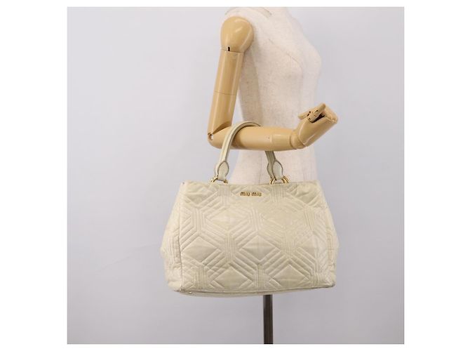 Borsa a mano Miu Miu in pelle Ivory Gold Auth 196961A D'oro Crudo - vista 22