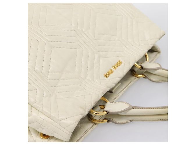 Borsa a mano Miu Miu in pelle Ivory Gold Auth 196961A D'oro Crudo - vista 6