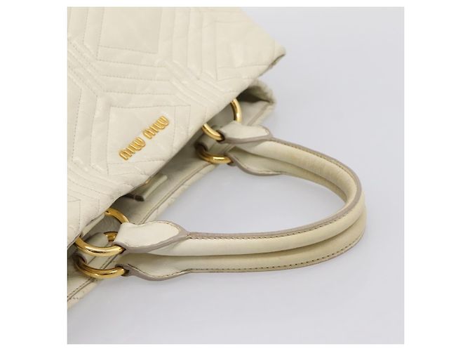 Borsa a mano Miu Miu in pelle Ivory Gold Auth 196961A D'oro Crudo - vista 7